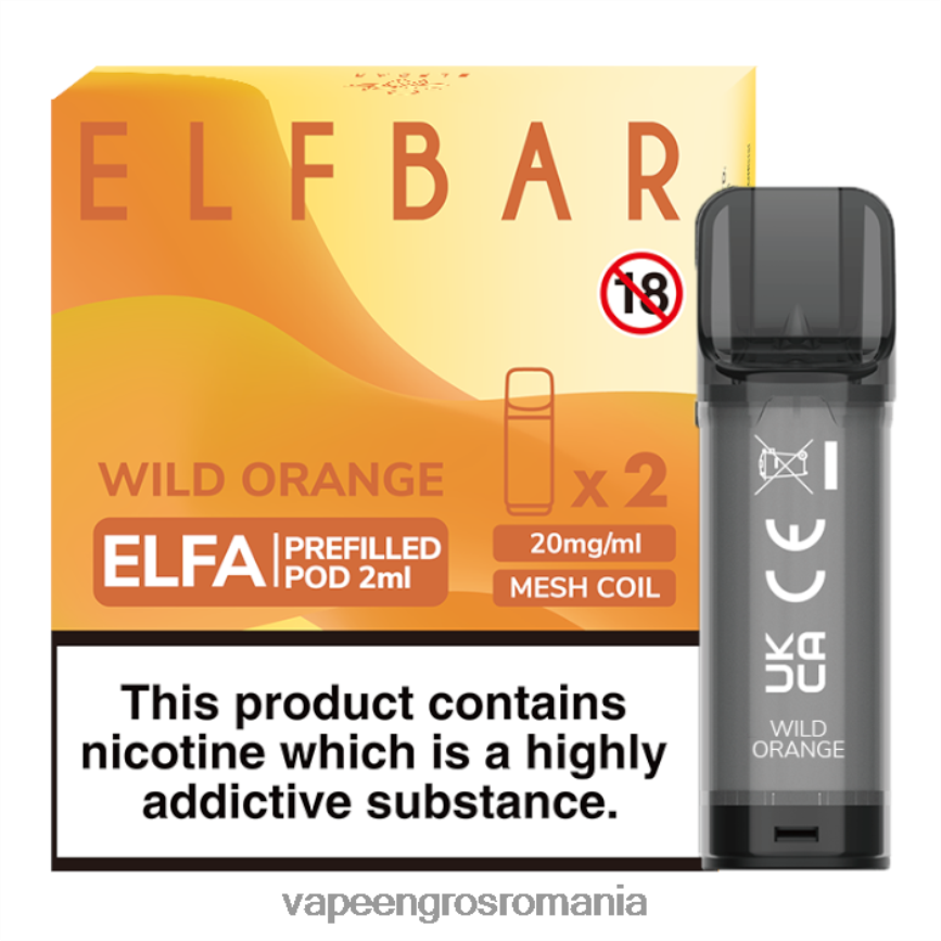 Romania Vape Distributor portocală sălbatică N48BL340 ELFBAR Elfa păstaie preumplută - 2 ml - 20 mg (pachet de 2)
