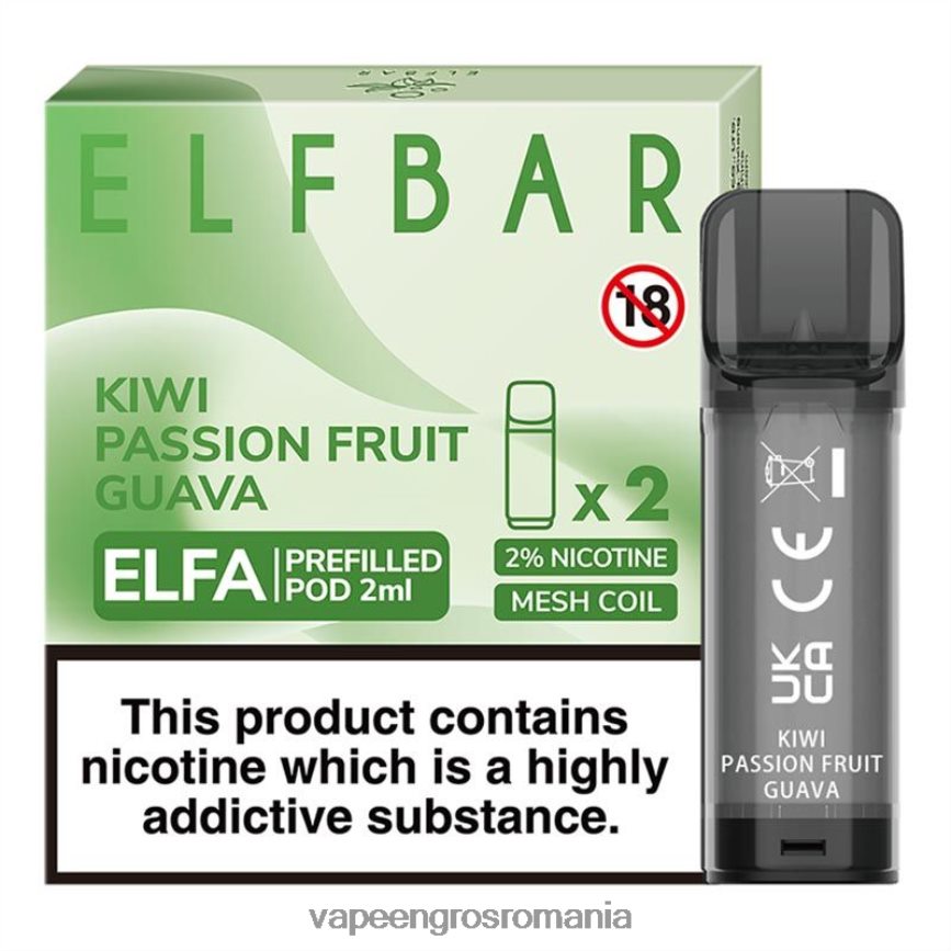 Țigară Electronică Cu Lichid kiwi guava fructul pasiunii N48BL326 ELFBAR Elfa păstaie preumplută - 2 ml - 20 mg (pachet de 2)