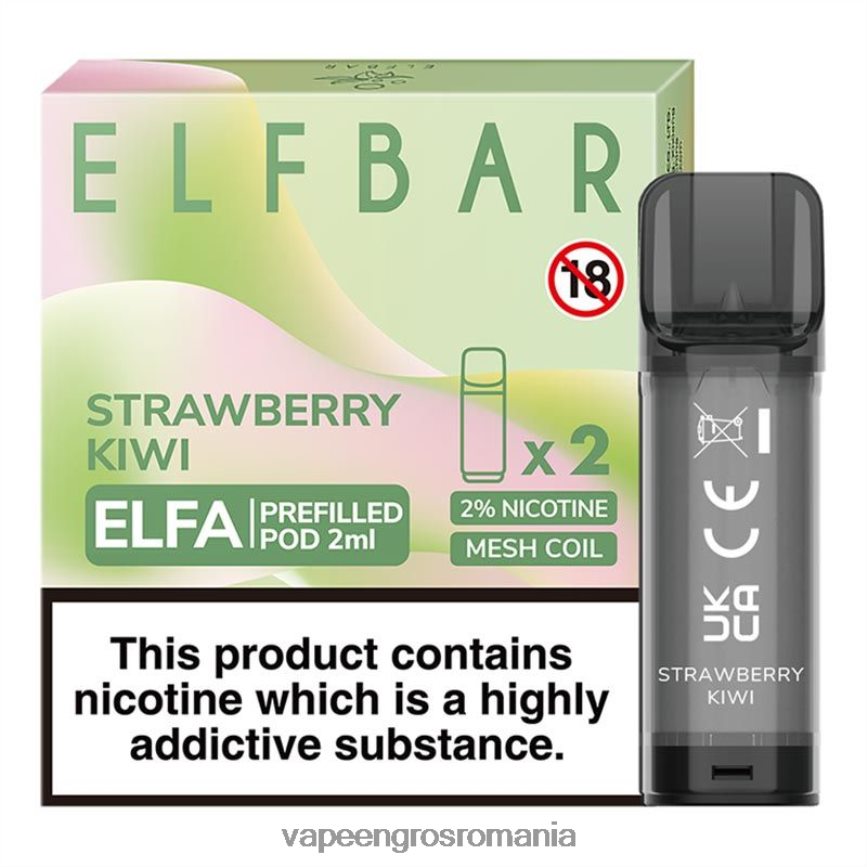 Țigară Electronică Cu Încărcător kiwi de căpșuni N48BL317 ELFBAR Elfa păstaie preumplută - 2 ml - 20 mg (pachet de 2)