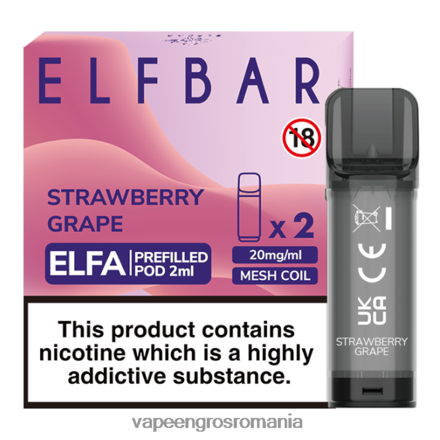 Țigară Electronică Cu Încărcător struguri de căpşuni N48BL337 ELFBAR Elfa păstaie preumplută - 2 ml - 20 mg (pachet de 2)