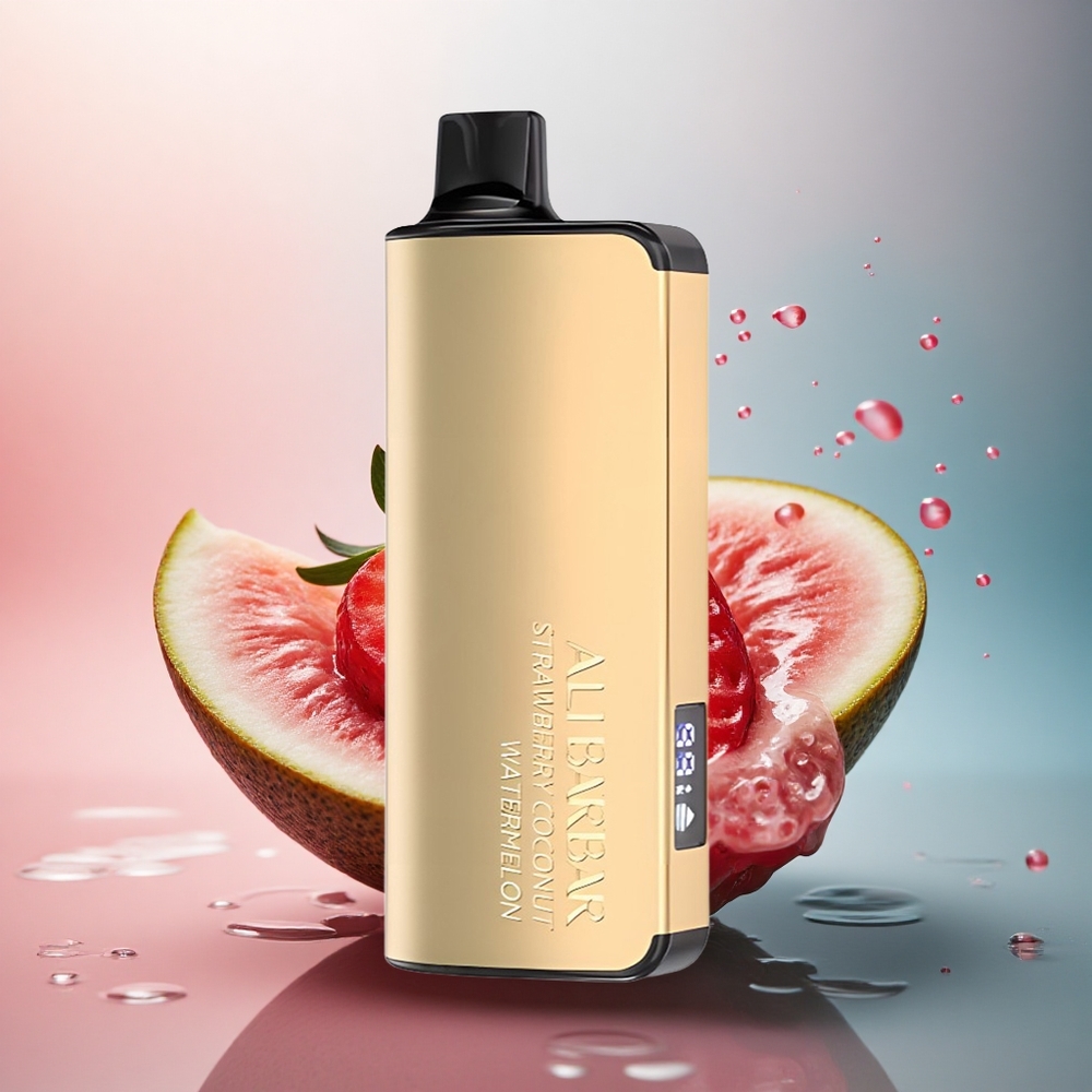 Alibarbar Ingot 9000 Puffs Căpșună Nucă de Pepene cu 2350mAh și Afișaj LED