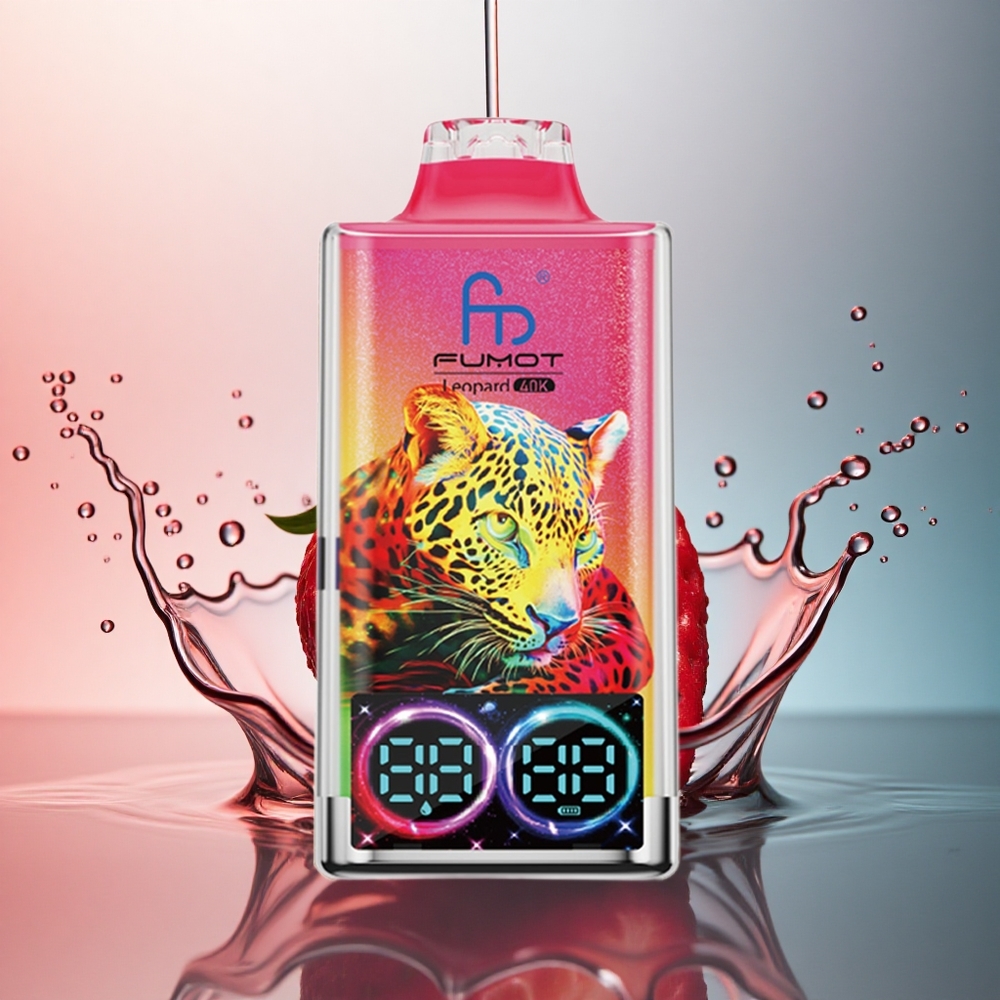 Fumot Leopard 40K Puffs Pepene Roșu cu Căpșuni - 5% Nicotină, 700mAh, Dual Mesh
