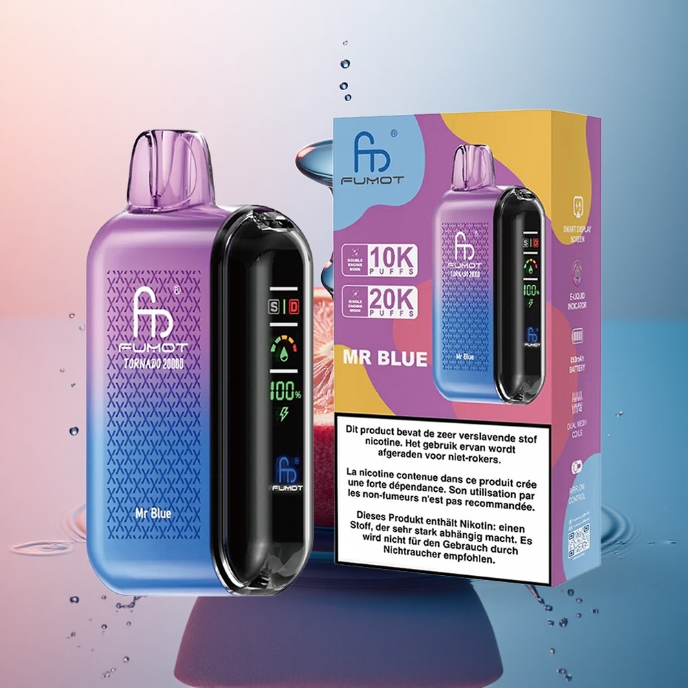 Fumot Tornado 20000 Puffs Domnul Albastru Dual Mesh Coil 20ml Capacitate E-lichid 850mAh