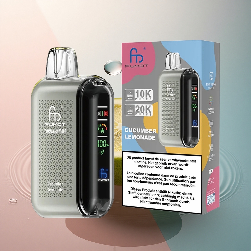 Fumot Tornado 20000 Puffs Limonadă de Castravete cu Nicotină 2% și Baterie 850mAh