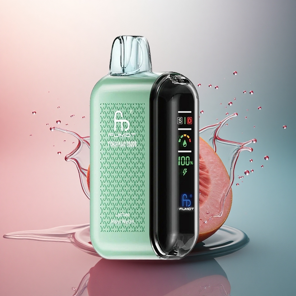 Fumot Tornado 20000 Puffs Litchi Hami Pepene cu Dual Mesh Coil și 850mAh