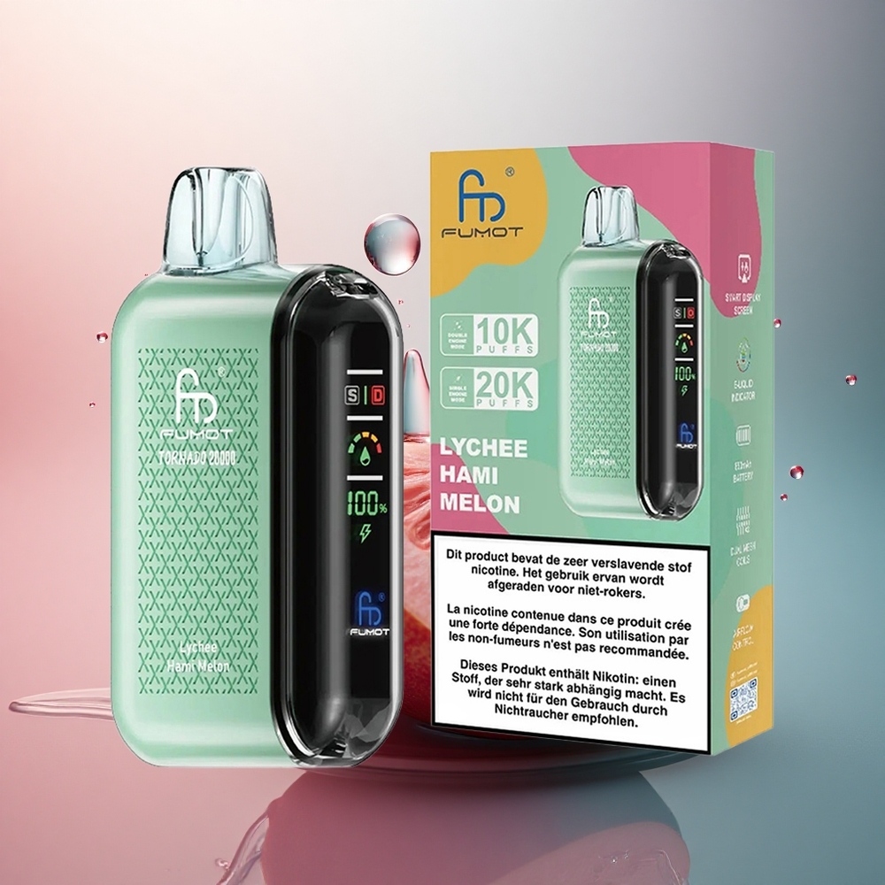 Fumot Tornado 20000 Puffs Litchi Hami Pepene cu Dual Mesh Coil și 850mAh