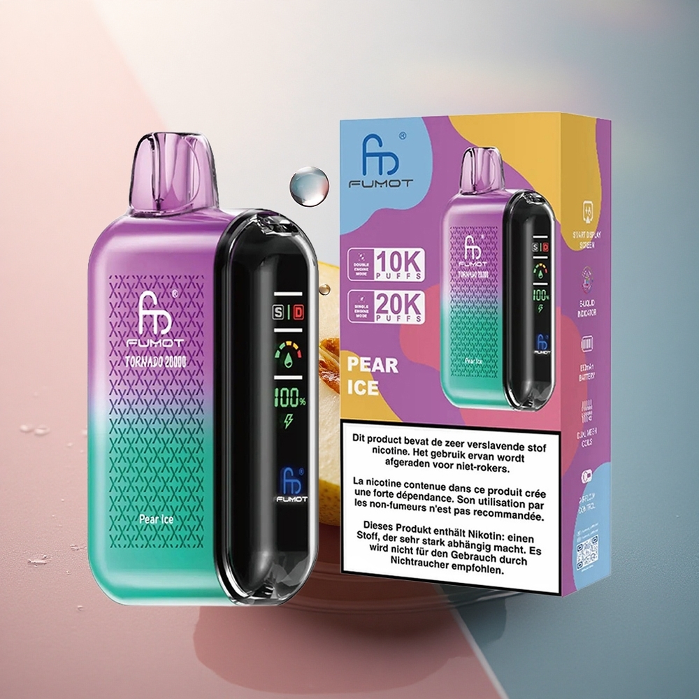 Fumot Tornado 20000 Puffs Păr Gheață cu Coil Dual și 850mAh