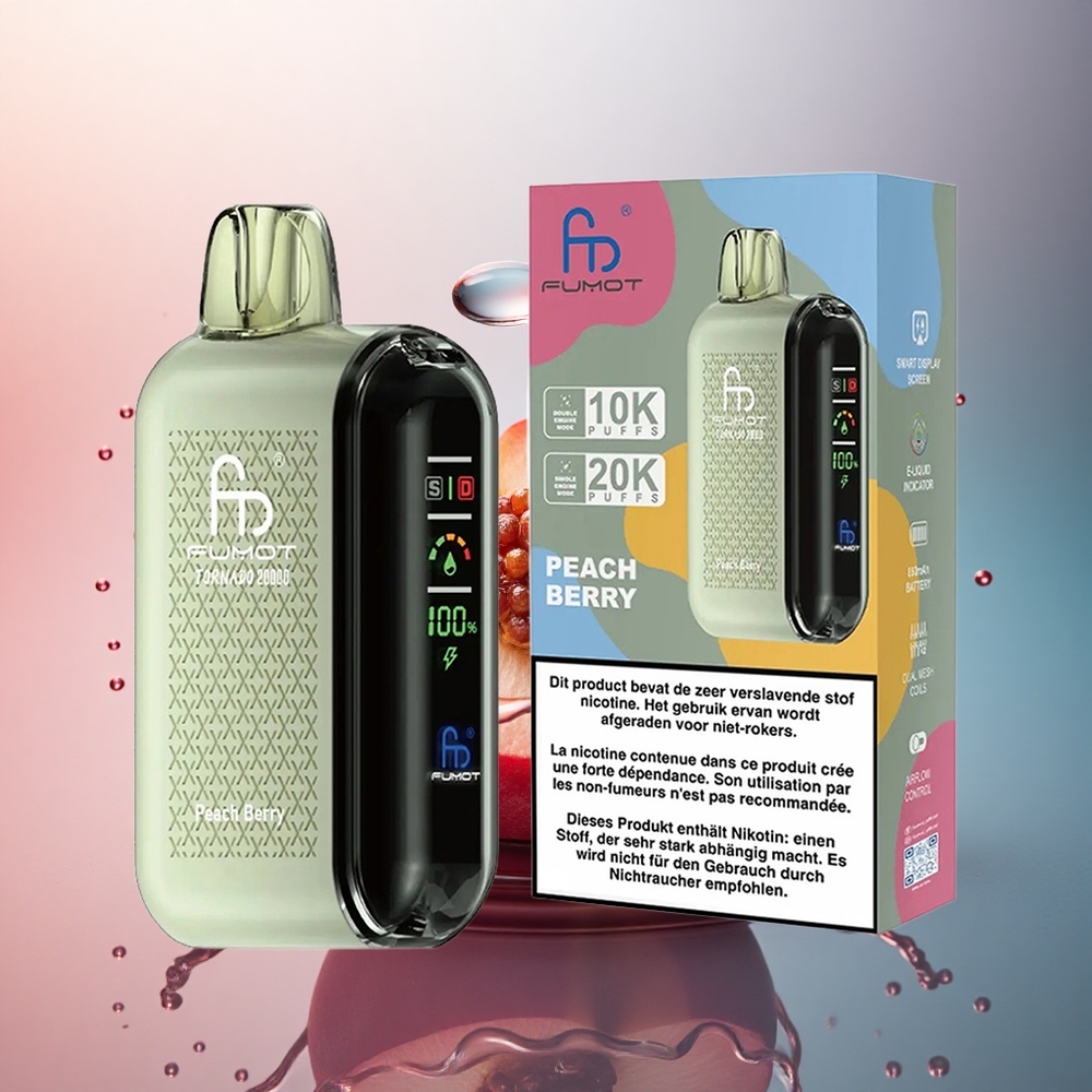 Fumot Tornado 20000 Puffs Piersic Berry cu 2% Nicotină și Baterie 850mAh