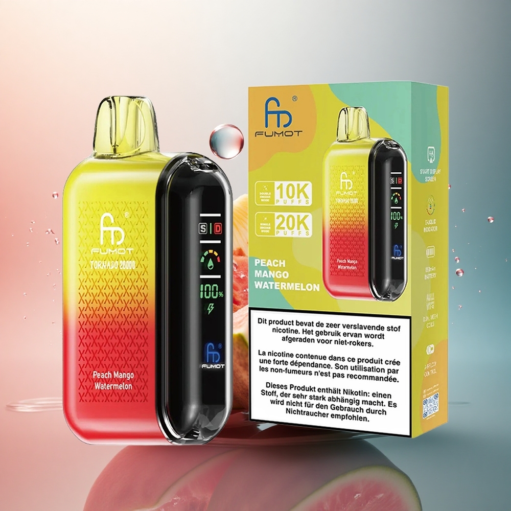 Fumot Tornado 20000 Puffs Piersic Mango Pepene cu Nicotină 2% și Baterie 850mAh