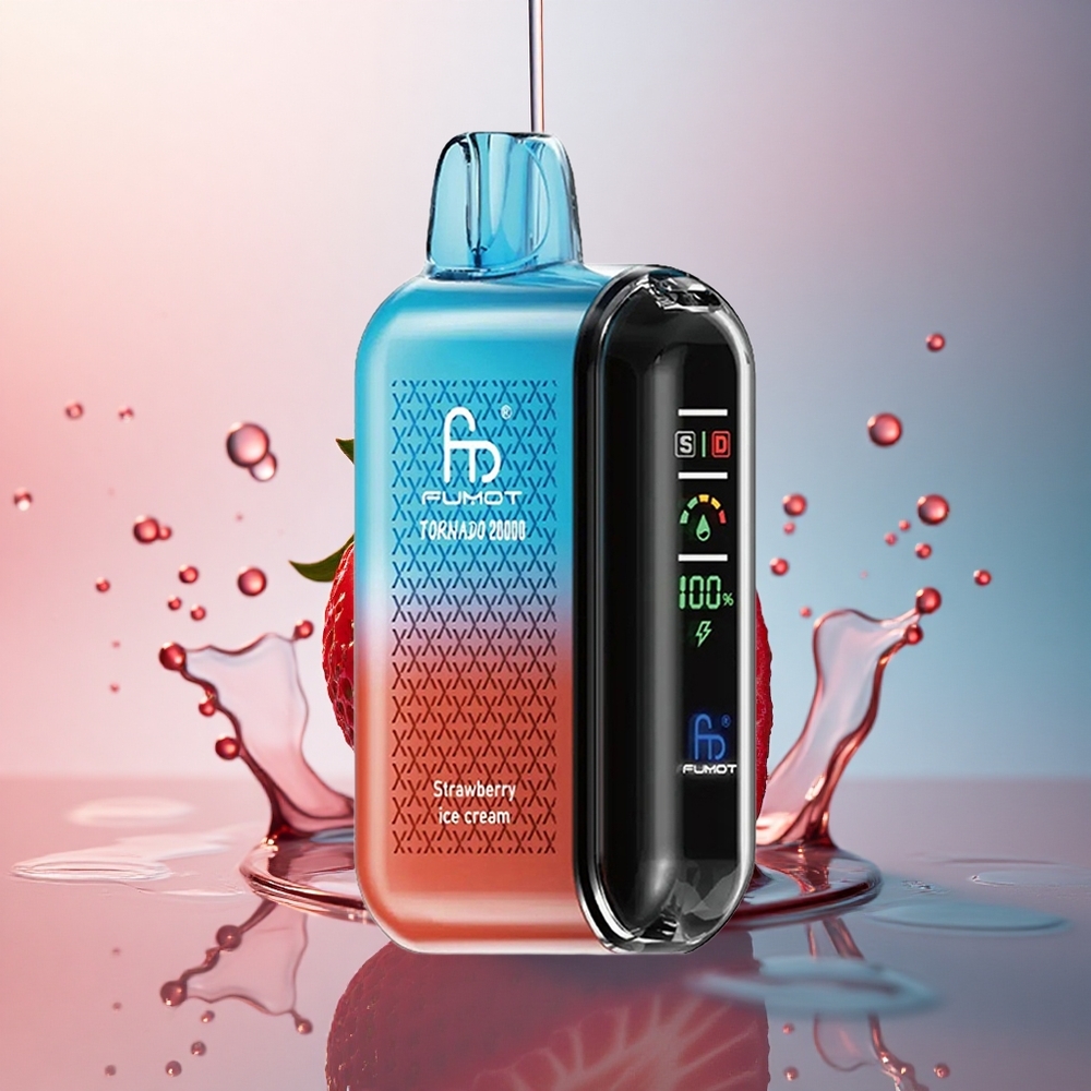 Fumot Tornado 20000 Puffs Înghețată de Căpșuni cu Coil Dual Mesh și 850mAh