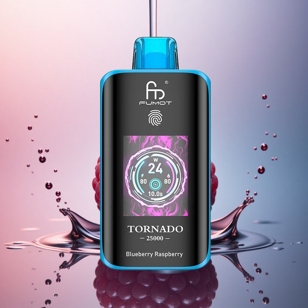 Fumot Tornado 25000 Puffs Afine Zmeură cu Ecran HD și Baterie 700mAh