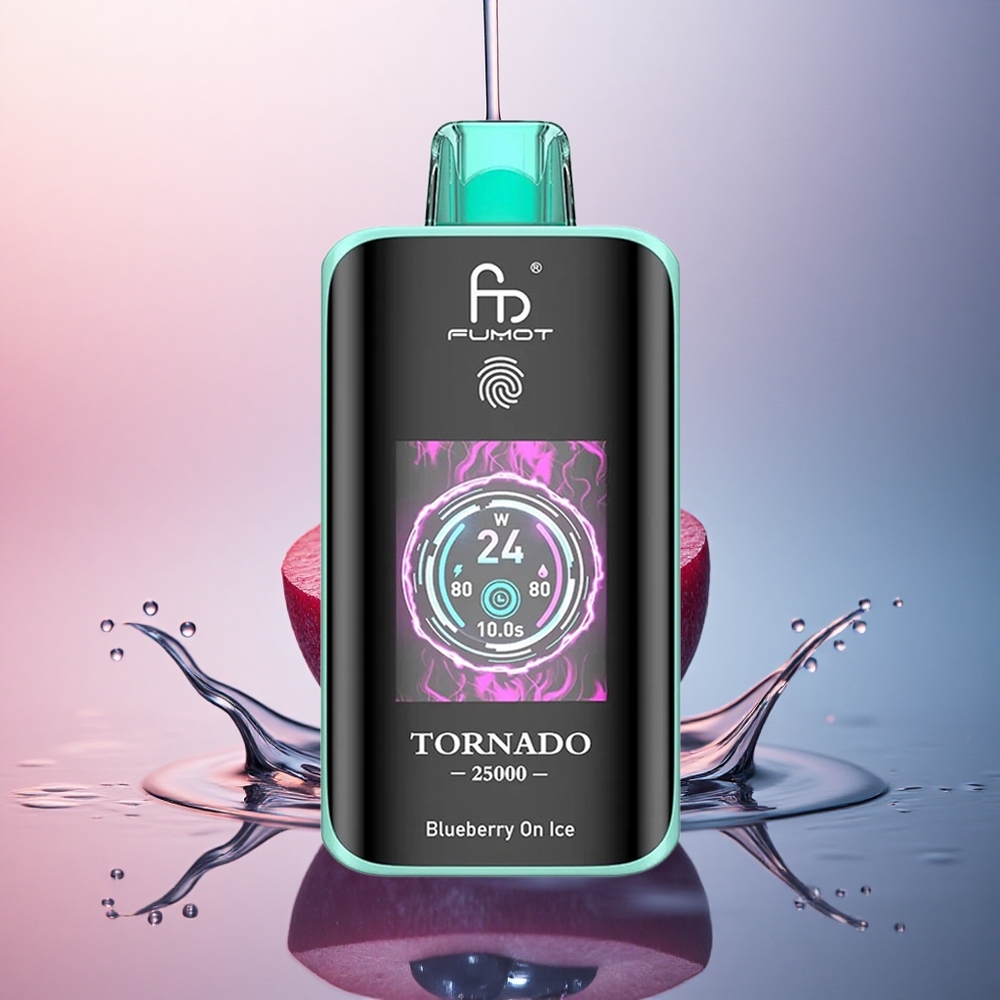 Fumot Tornado 25000 Puffs Afine pe Gheață cu Ecran HD și 700mAh