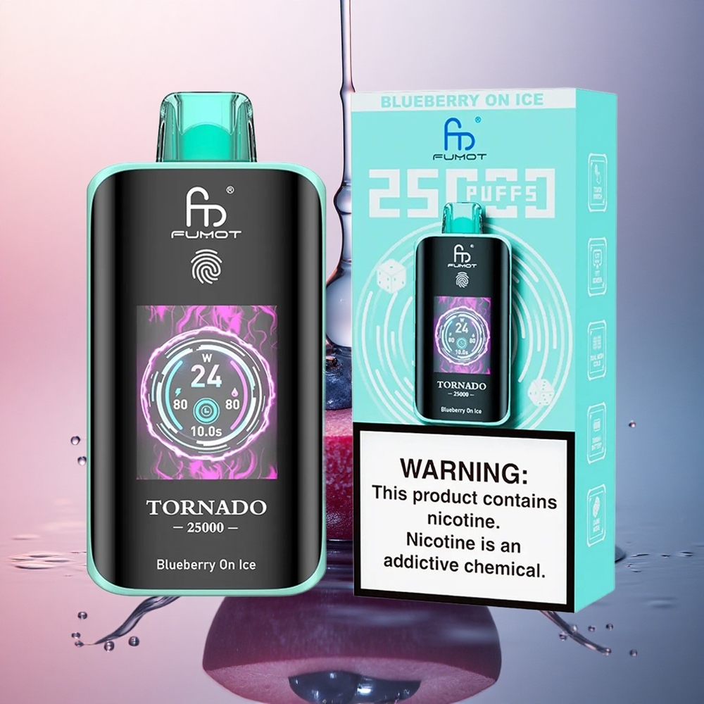 Fumot Tornado 25000 Puffs Afine pe Gheață cu Ecran HD și 700mAh