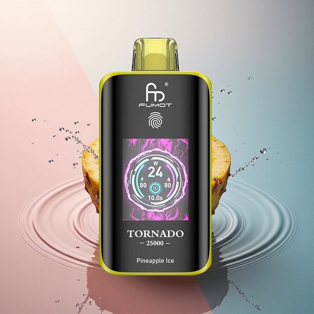 Fumot Tornado 25000 Puffs Ananas Gheață cu Ecran HD și Baterie 700mAh
