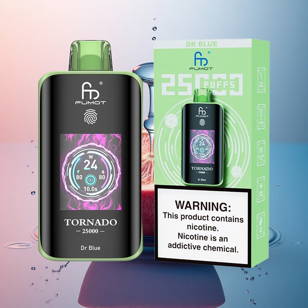 Fumot Tornado 25000 Puffs Dr Albastru cu Baterie 700mAh și Nicotină 0/2%/3%/5%