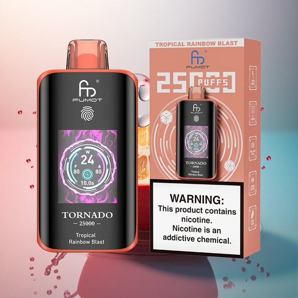 Fumot Tornado 25000 Puffs Explozia Tropicală a Curcubeului cu 700mAh și 20ml