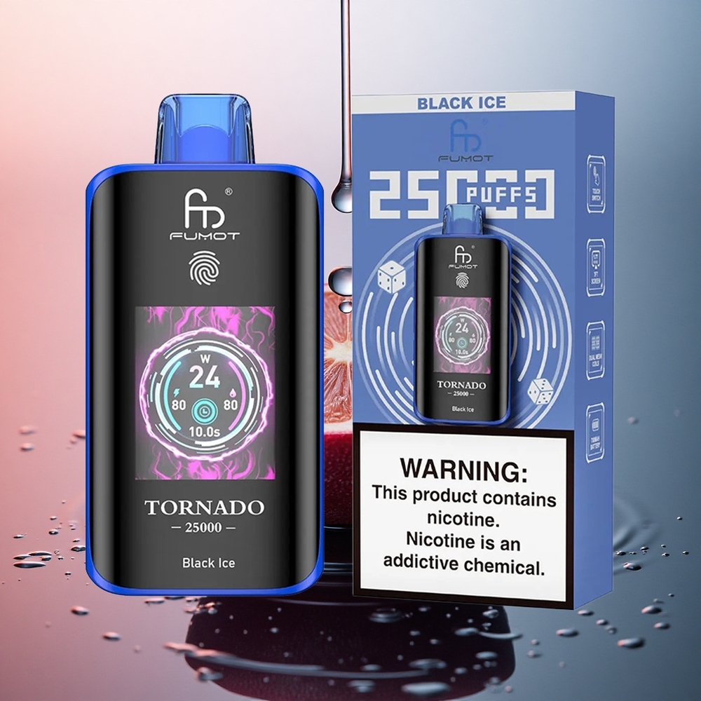 Fumot Tornado 25000 Puffs Gheață Neagră HD 700mAh 20ml Nicotină