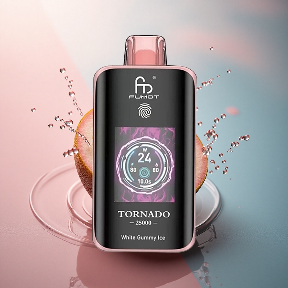Fumot Tornado 25000 Puffs Kiwi Maracuja Guava cu Ecran HD și Baterie 700mAh