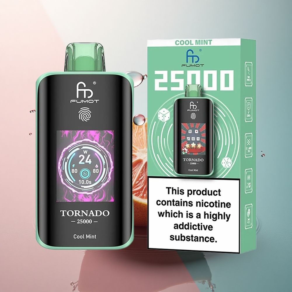 Fumot Tornado 25000 Puffs Mentă Rece cu Ecran HD și Baterie 700mAh