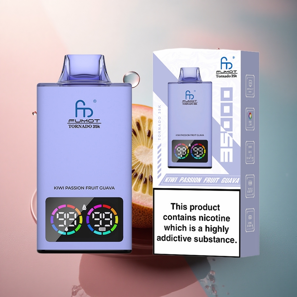 Fumot Tornado 35000 Puffs Maracuya Guava Kiwi cu Baterie 700 mAh și USB-C