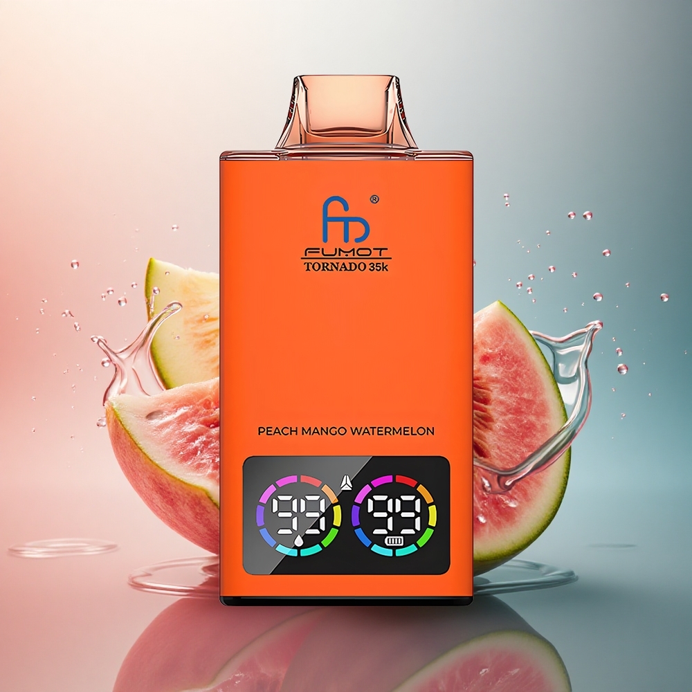 Fumot Tornado 35000 Puffs Piersic Mango Pepene cu Dual Mesh Coil și 700 mAh