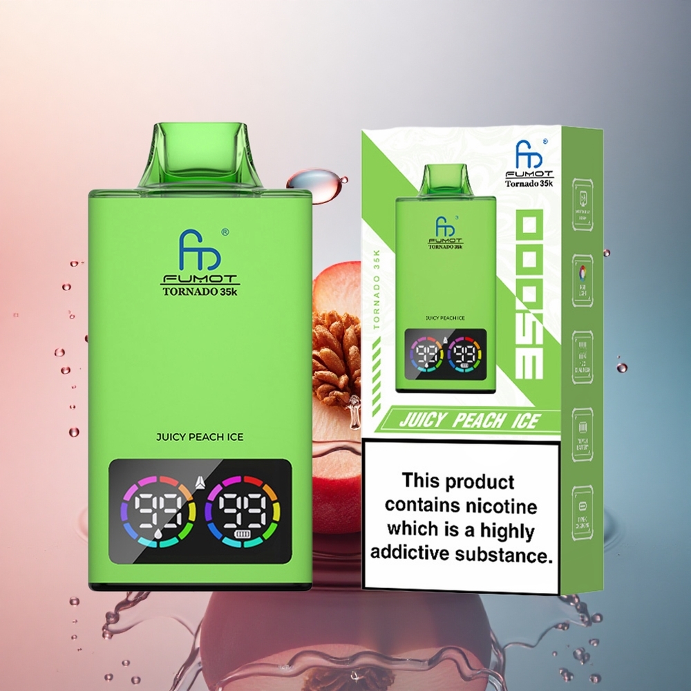 Fumot Tornado 35000 Puffs Piersică Zemoasă Gheață cu Coil Dual și 700 mAh