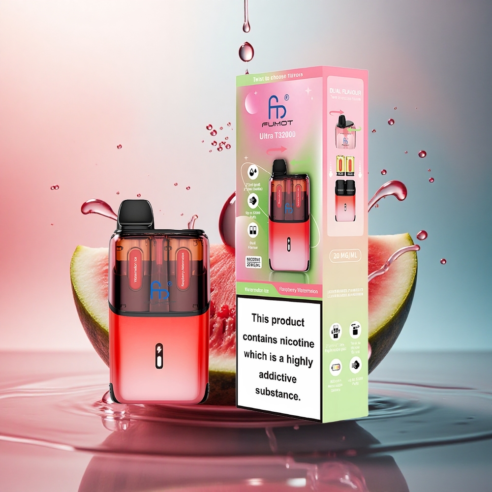 Fumot Ultra T32000 Puffs Pepene Roșu-Zmeură cu Gheață 24ml 20mg nicotină 800mAh