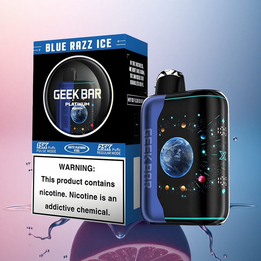 GEEK BAR Platinum Edition 25000 Puffs Gheață Zmeură Albastră cu 20mL E-Liquid și 2% Nicotină