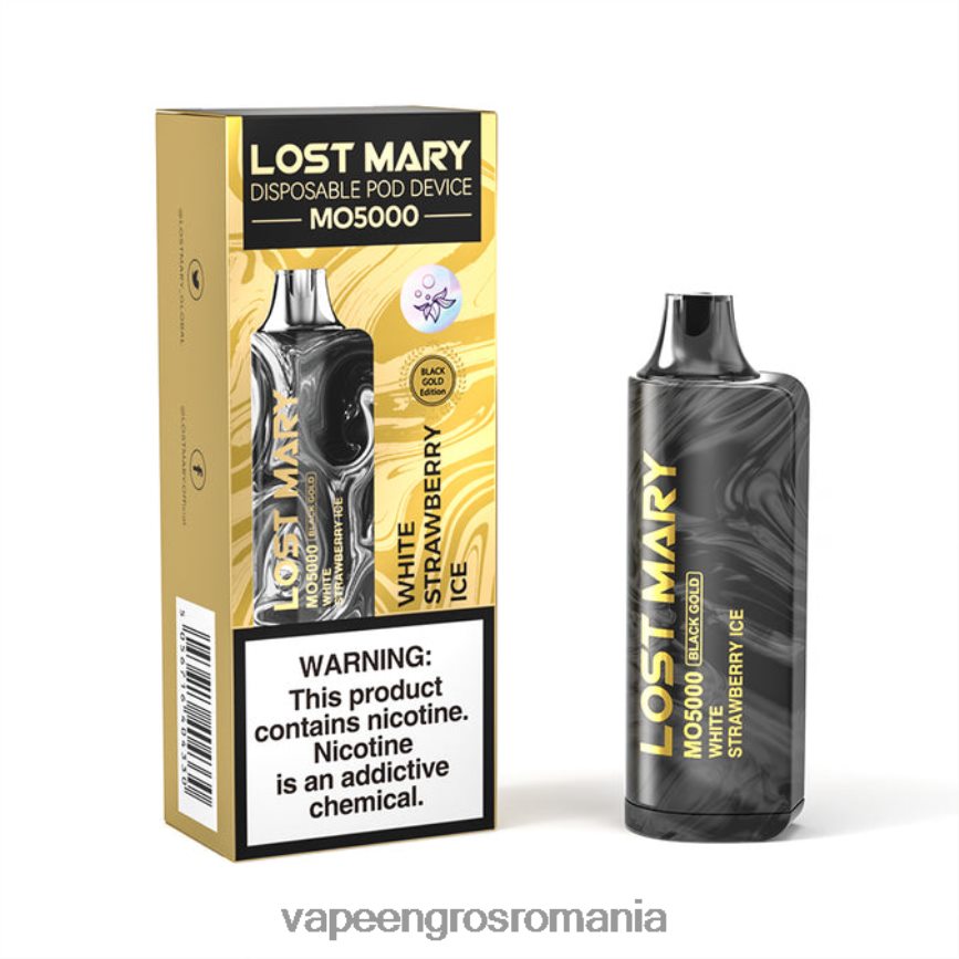 Țigară Electronică Cu Încărcător gheață albă de căpșuni N48BL347 LOST MARY MO5000 aur negru 10 ml