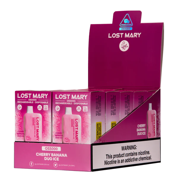 Vape Fara Nicotina cherry banana duo gheață N48BL108 LOST MARY OS5000