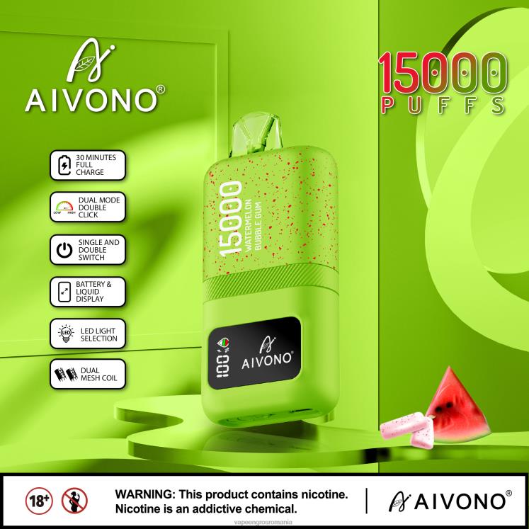 Aivono AIM magic 15000 gumă de mestecat pepene verde - XZ8VB65 Vape En-Gros Romania