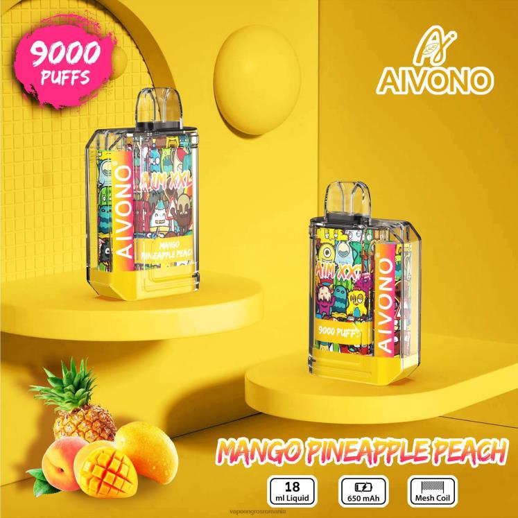 Aivono AIM XXL 9000 autocolant gura transparent mango ananas piersic - XZ8VB49 Vape En-Gros Romania