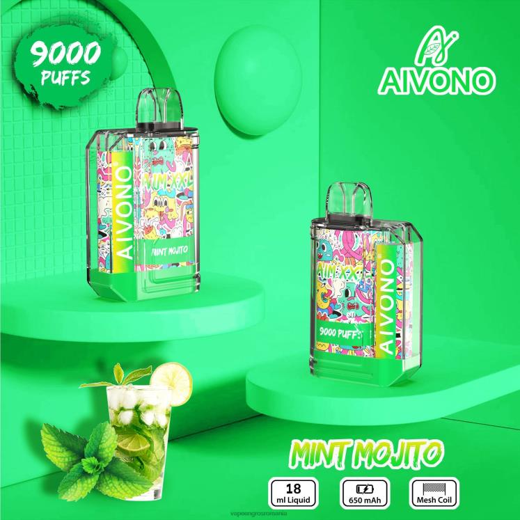 Aivono AIM XXL 9000 autocolant gura transparent mojito cu mentă - XZ8VB55 Țigară Electronică Cu Încărcător
