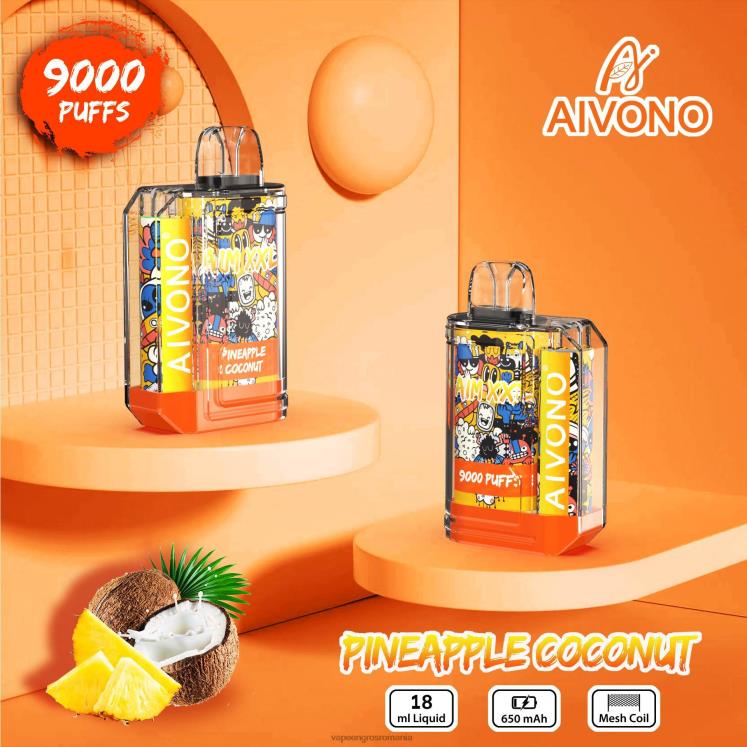 Aivono AIM XXL 9000 autocolant gura transparent nucă de cocos de ananas - XZ8VB52 Țigară Electronică Preț