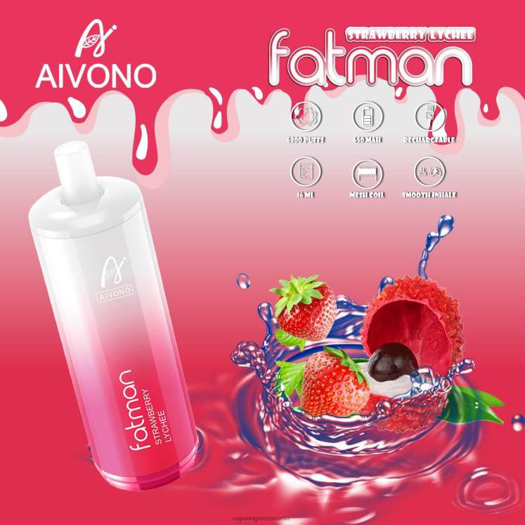 Aivono FATMAN 6800 litchi de căpșuni - XZ8VB23 Țigară Electronică Cu Încărcător