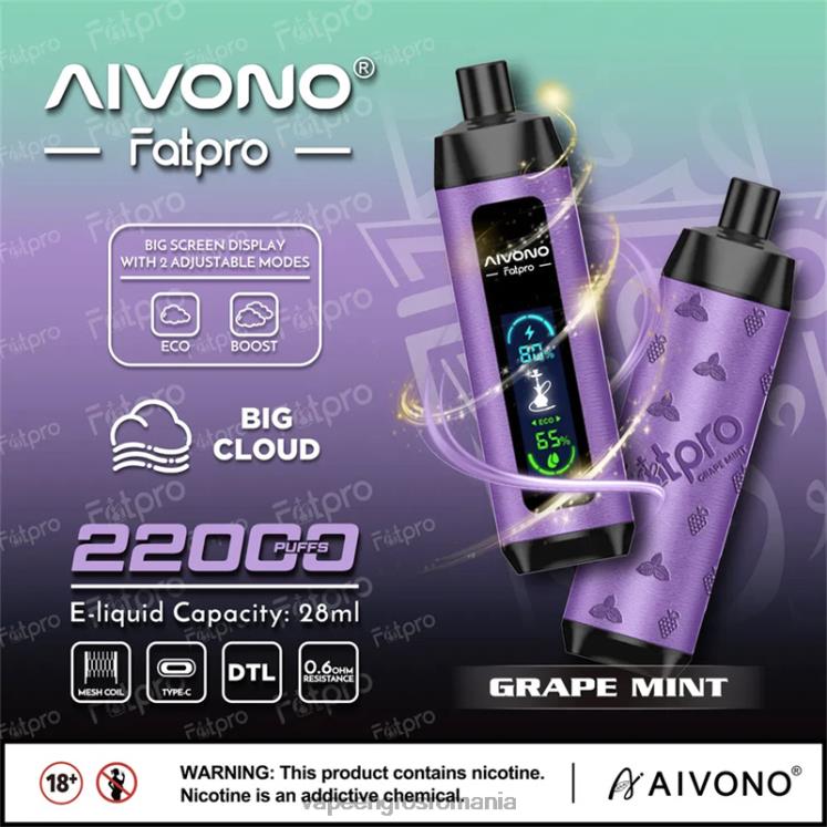 Aivono Fatpro 22000 menta de struguri - XZ8VB2 Puff Vape En Gros
