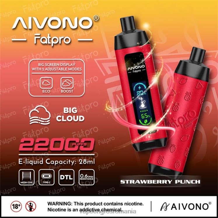 Aivono Fatpro 22000 punch de căpșuni - XZ8VB8 Vape Romania Shop
