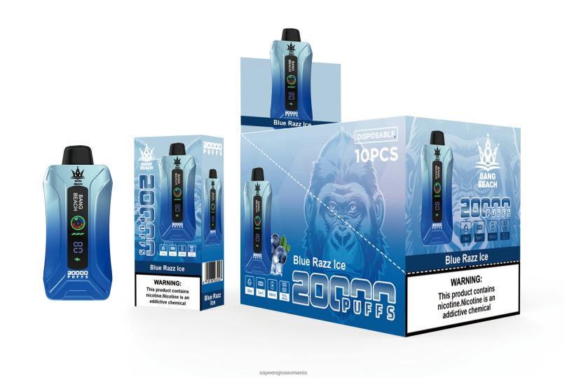 Bang Beach 20.000 de pufuri vape ecran inteligent F6Z6V11 - Țigară Electronică Preț gheață albastră