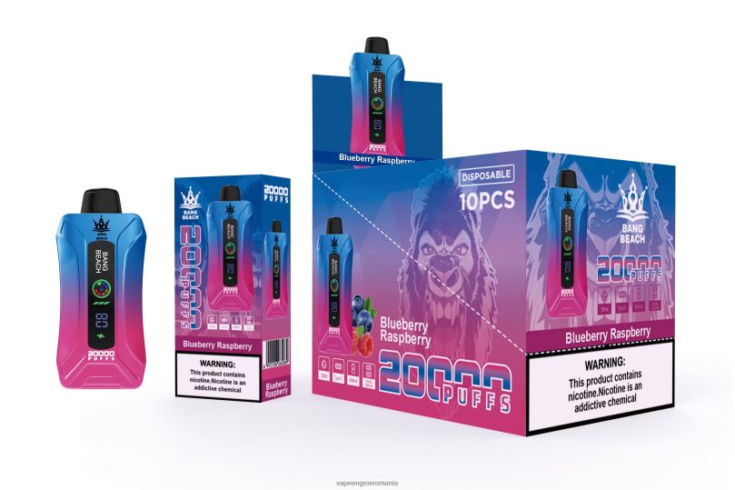 Bang Beach 20.000 de pufuri vape ecran inteligent F6Z6V12 - Țigară Electronică Vaporesso afine zmeura