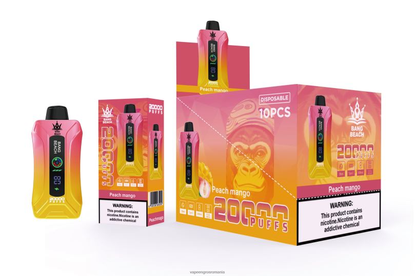 Bang Beach 20.000 de pufuri vape ecran inteligent F6Z6V2 - Puff Vape En Gros piersici mango