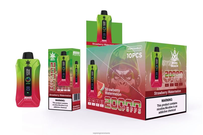 Bang Beach 20.000 de pufuri vape ecran inteligent F6Z6V3 - Vape Angro pepene verde căpșuni