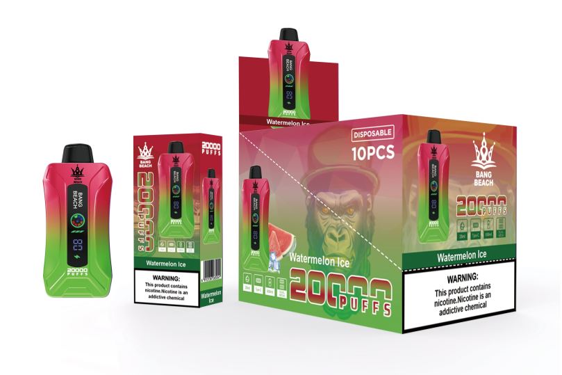 Bang Beach 20.000 de pufuri vape ecran inteligent F6Z6V7 - Țigară Electronică Cu Încărcător gheata de pepene verde