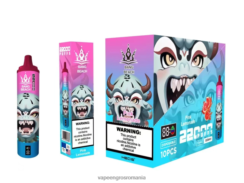 Bang Beach Ecran inteligent de 22000 puf F6Z6V15 - Vape En-Gros Romania limonada roz