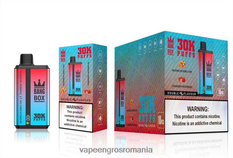 Bang Box 30000 de pufuri cu arome duble F6Z6V68 - Vape En-Gros Romania gumă de mestecat cu pepene verde și pepene verde cu căpșuni