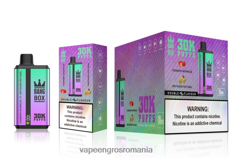 Bang Box 30000 de pufuri cu arome duble F6Z6V70 - Vape Angro căpșuni, pepene verde și kiwi guava fructul pasiunii
