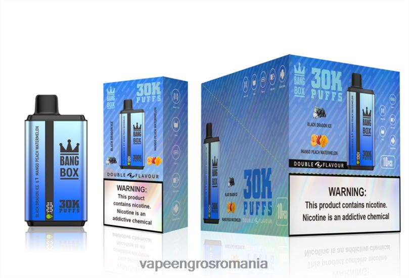 Bang Box 30000 de pufuri cu arome duble F6Z6V71 - Țigară Electronică Preț gheață dragon negru și pepene verde piersic mango