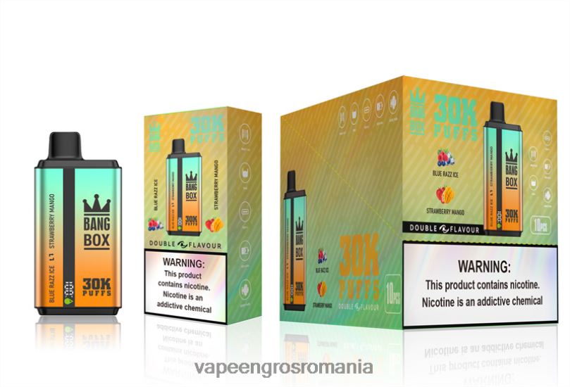 Bang Box 30000 de pufuri cu arome duble F6Z6V73 - Țigară Electronică Cu Lichid gheață blue razz și mango cu căpșuni