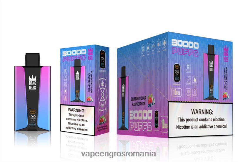 Bang Box Ecran inteligent cu 30000 de pufături F6Z6V81 - Țigară Electronică Cu Încărcător gheață de afine cu zmeură