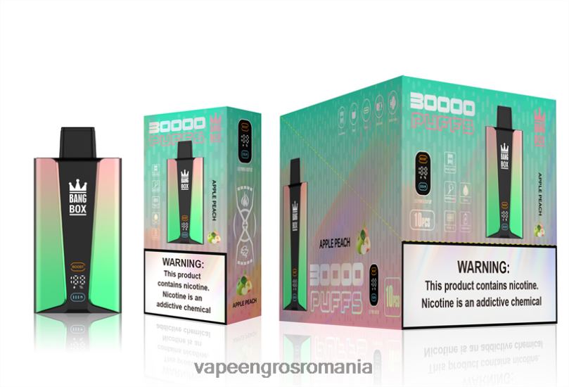 Bang Box Ecran inteligent cu 30000 de pufături F6Z6V83 - Puff Vape En Gros măr piersic
