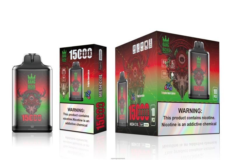 Bang Box s1-15000 pufuri F6Z6V104 - Puff Vape En Gros gheață cu fructe de pădure triple